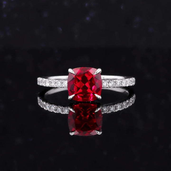 The Lucienne — Square Ruby Diamond Band Ring