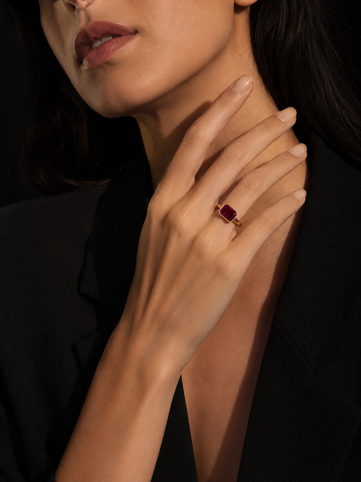 The Axis — East–West Bezel-Set Ruby Ring