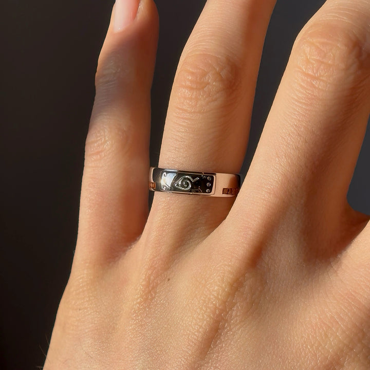 5mm "Fallen Leaf" Orange Sapphire Band Ring in Sterling Silver