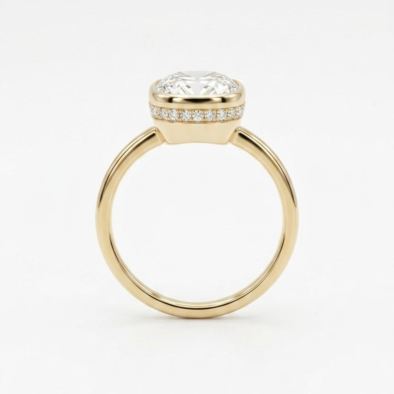 Cushion Bezel-Set Diamond Ring, "The Frame"
