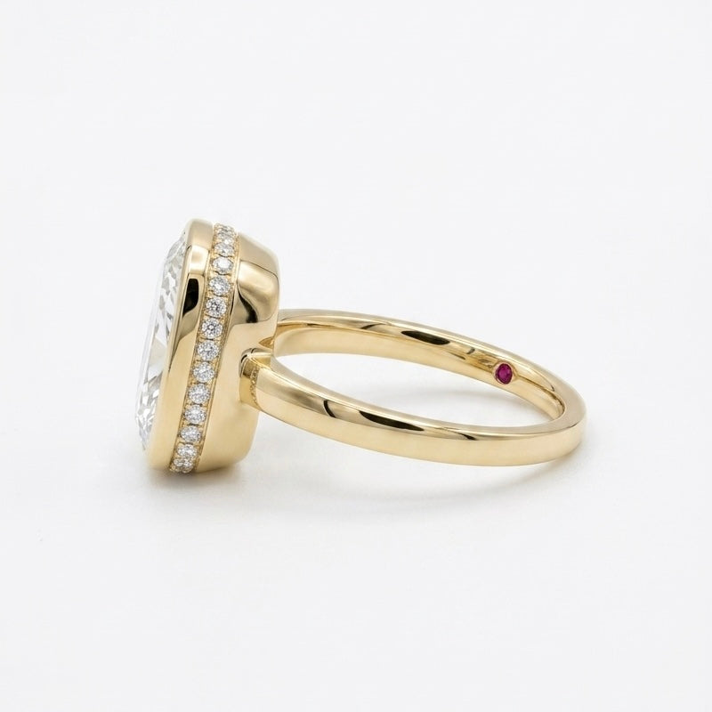 Cushion Bezel-Set Diamond Ring, "The Frame"