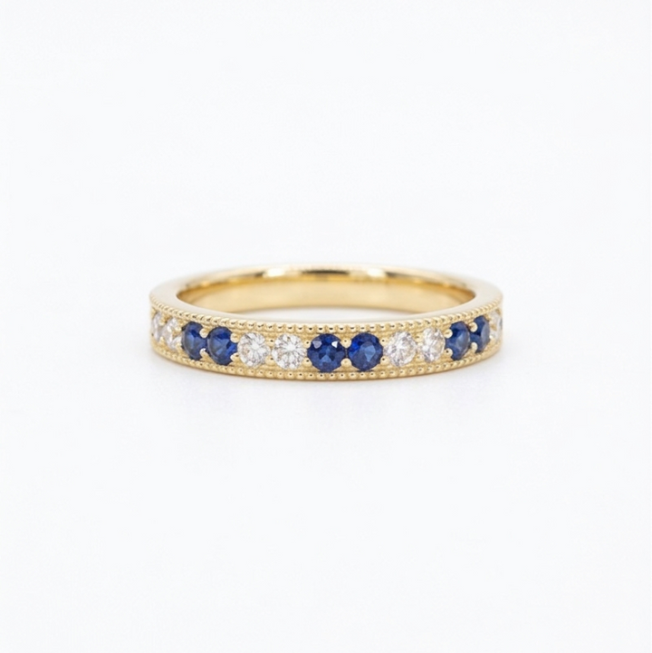 Sapphire & Diamond Eternity Vintage Band (2.5mm, 1.25ctw)