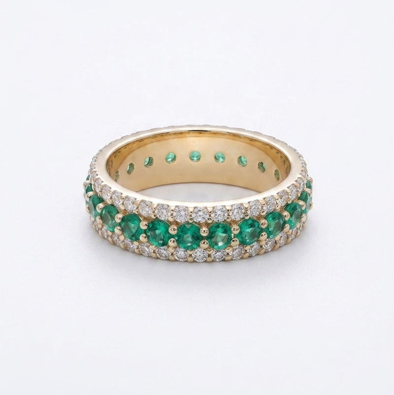 Colombian Emerald & Diamond Eternity Band (4mm, 2.50ctw)