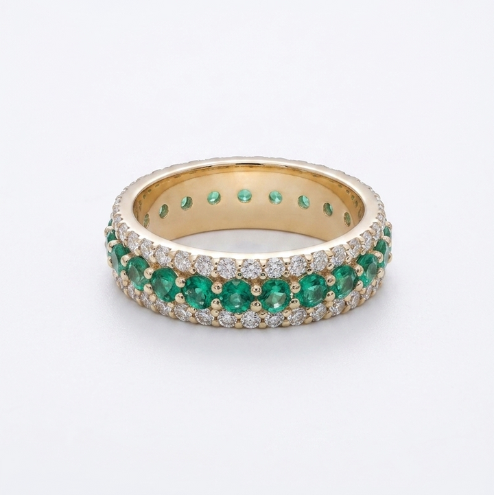 Colombian Emerald & Diamond Eternity Band (4mm, 2.50ctw)
