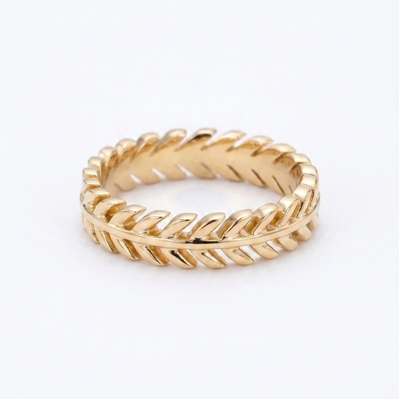 The Laurel 3.5mm leaf wedding band, view 4