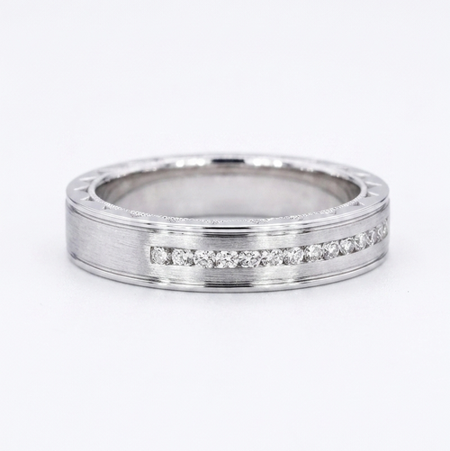 Brushed Diamond Accent Band Ring (3.5mm)