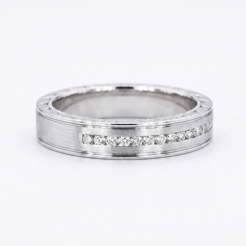 Brushed Diamond Accent Band Ring (3.5mm)