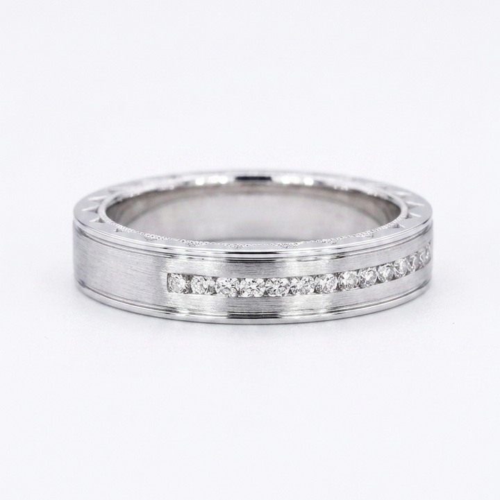 Brushed Diamond Accent Band Ring (3.5mm)