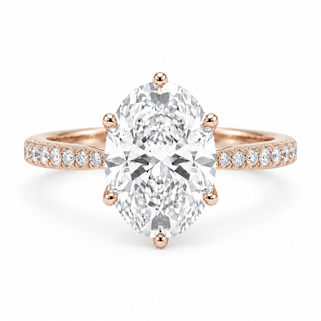 Lotus Lace Bold oval lab diamond engagement ring in 14K rose gold