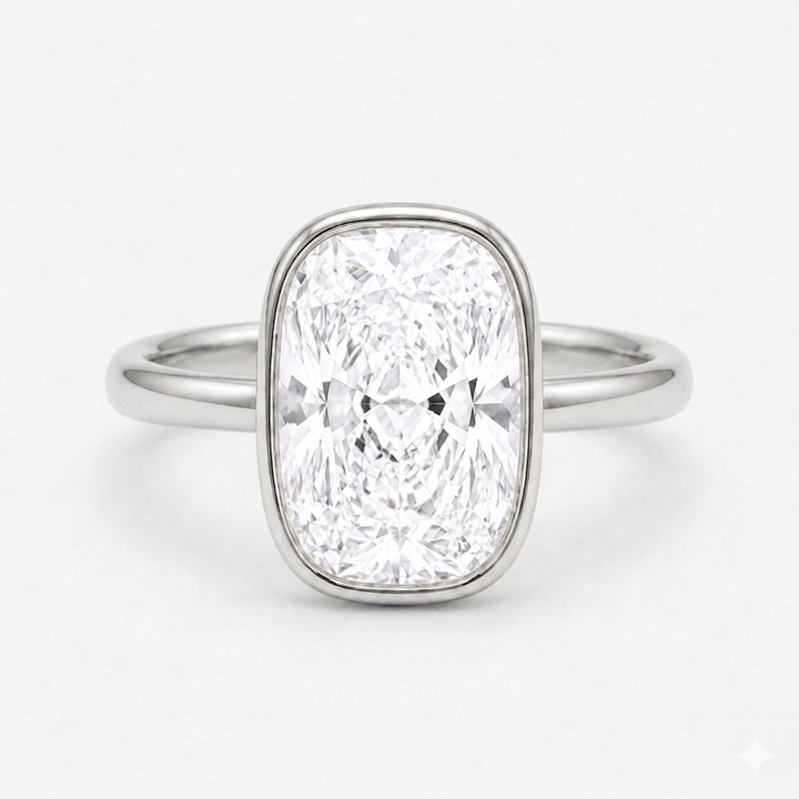 Cushion Bezel-Set Diamond Ring, "The Frame"