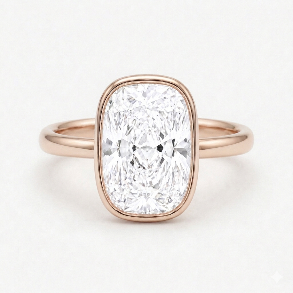 Cushion Bezel-Set Diamond Ring, "The Frame"