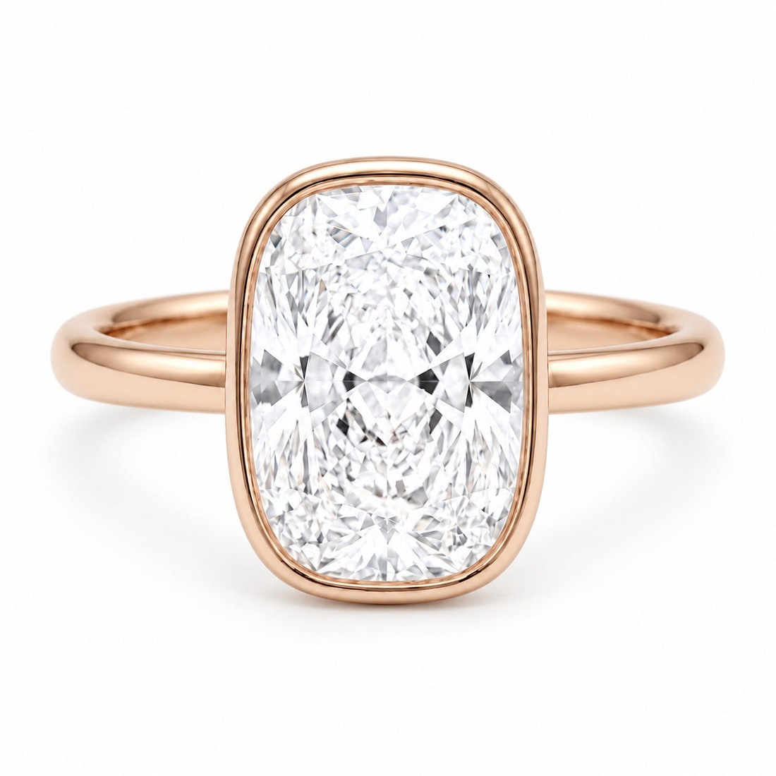 The Frame bezel-set lab diamond engagement ring in 14K rose gold
