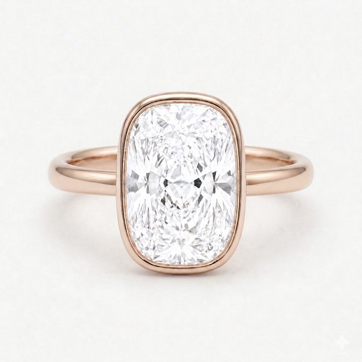 Cushion Bezel-Set Diamond Ring, "The Frame"