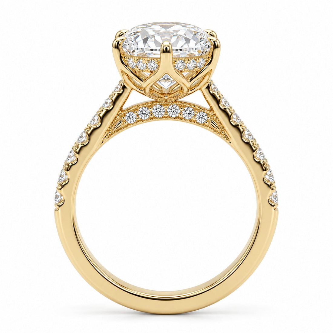Lotus Lace Bold oval lab diamond engagement ring, view 2