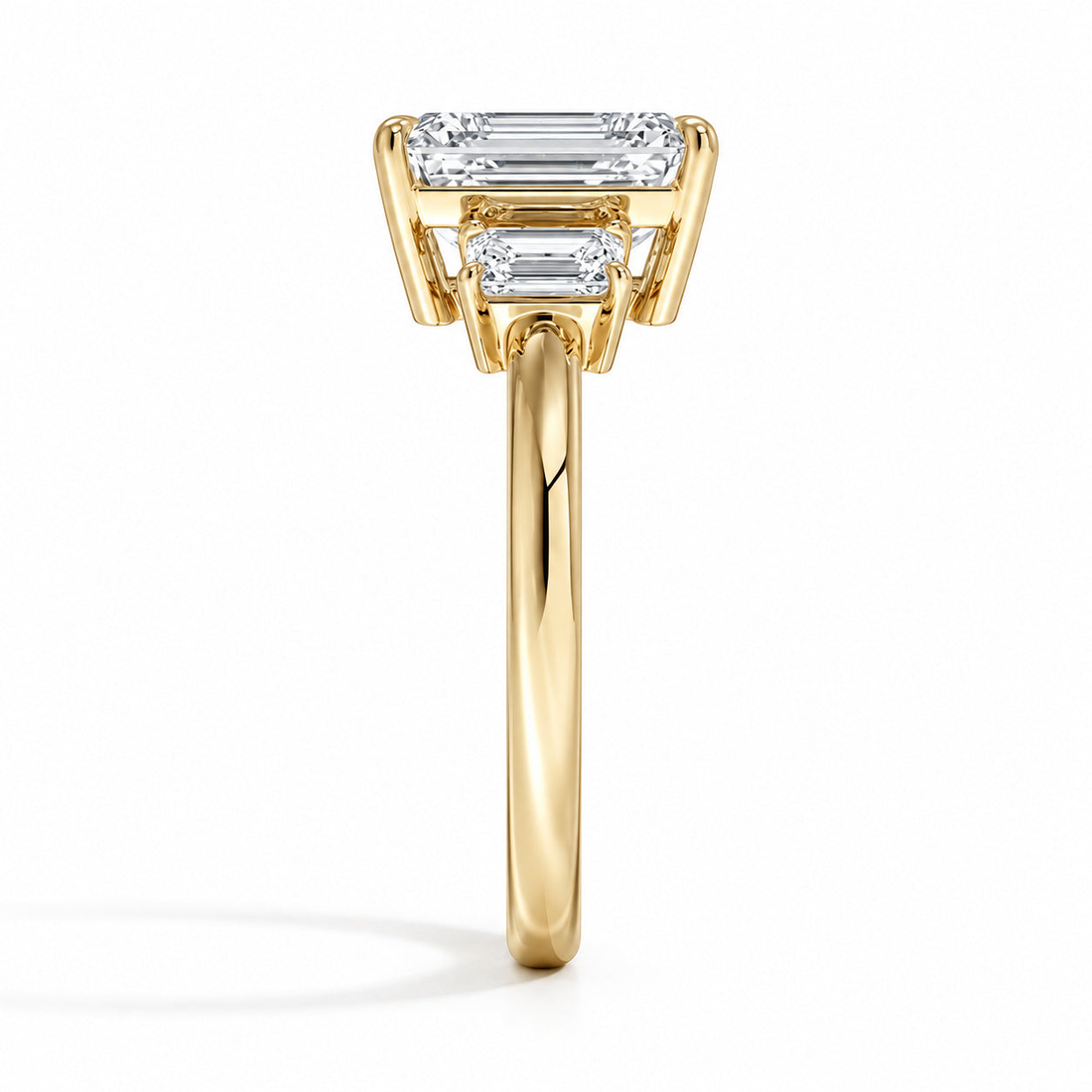 Prime Trilogy emerald-cut lab diamond three-stone ring, view 4