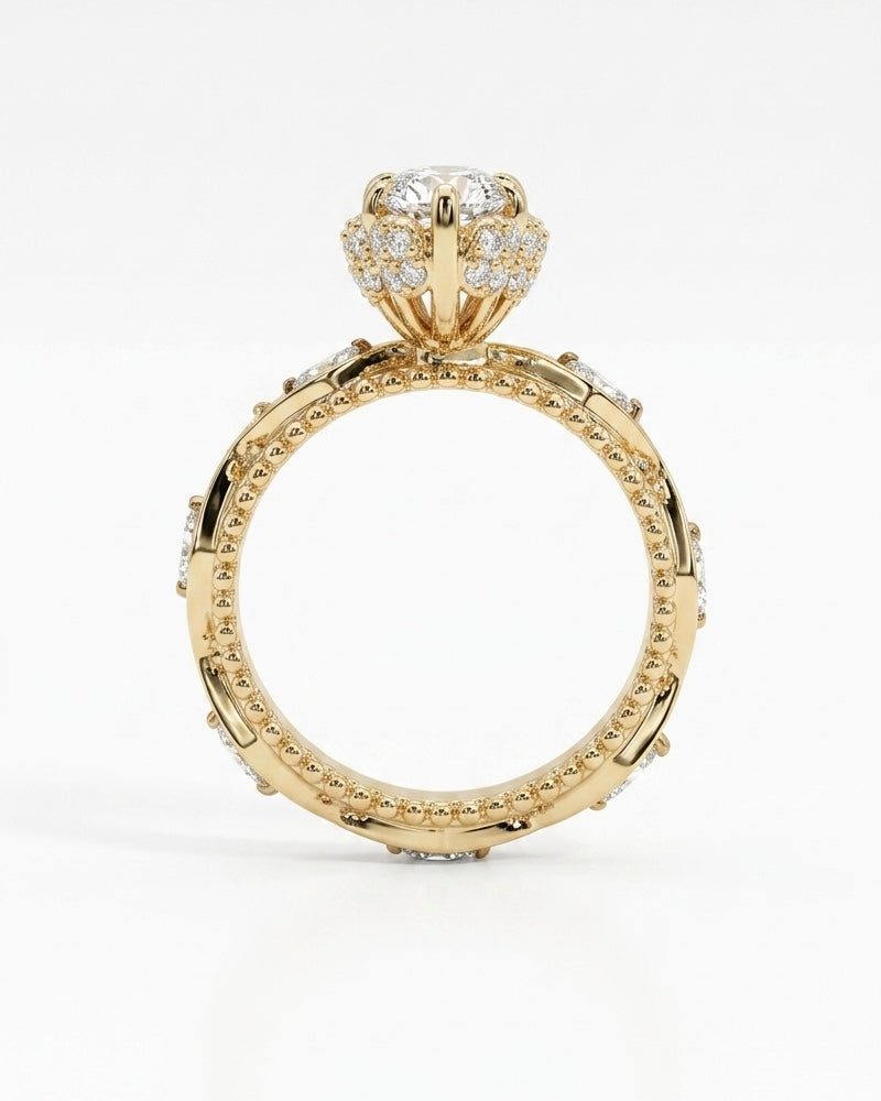2.75ct Moval Diamond Ring with Vintage Milgrain, "The Juliette"