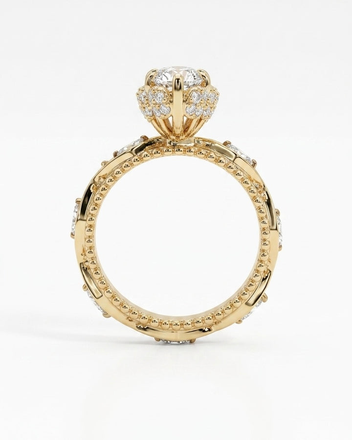 2.75ct Moval Diamond Ring with Vintage Milgrain, "The Juliette"