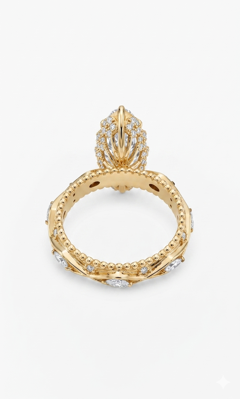 2.75ct Moval Diamond Ring with Vintage Milgrain, "The Juliette"