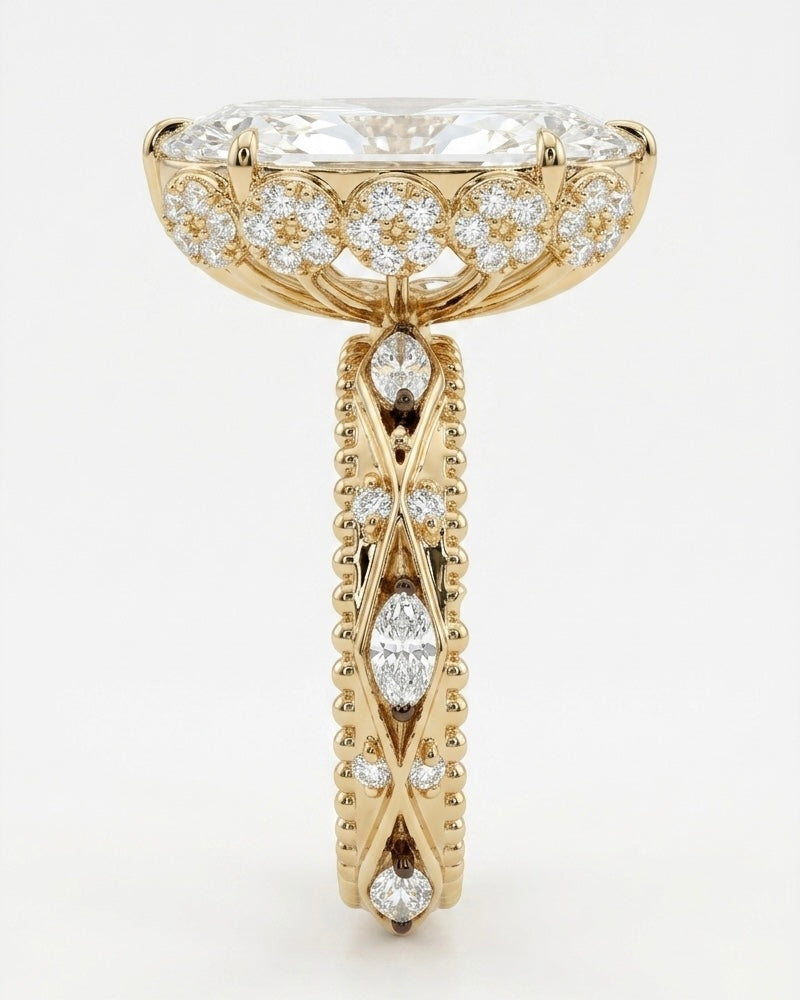 2.75ct Moval Diamond Ring with Vintage Milgrain, "The Juliette"