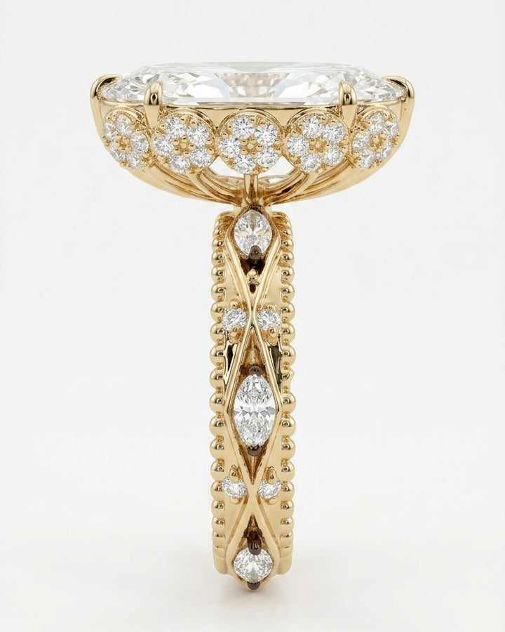 2.75ct Moval Diamond Ring with Vintage Milgrain, "The Juliette"