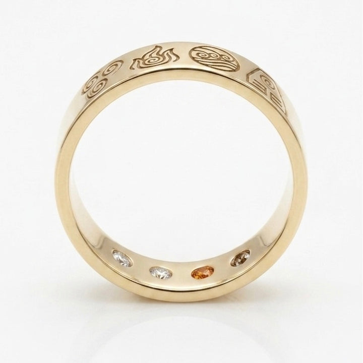 “Four Elements” — Hand-Carved Elemental Band Ring