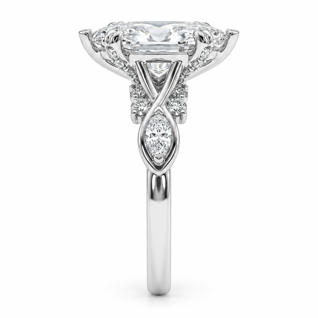 The Sovereign Crest marquise lab diamond engagement ring, view 2