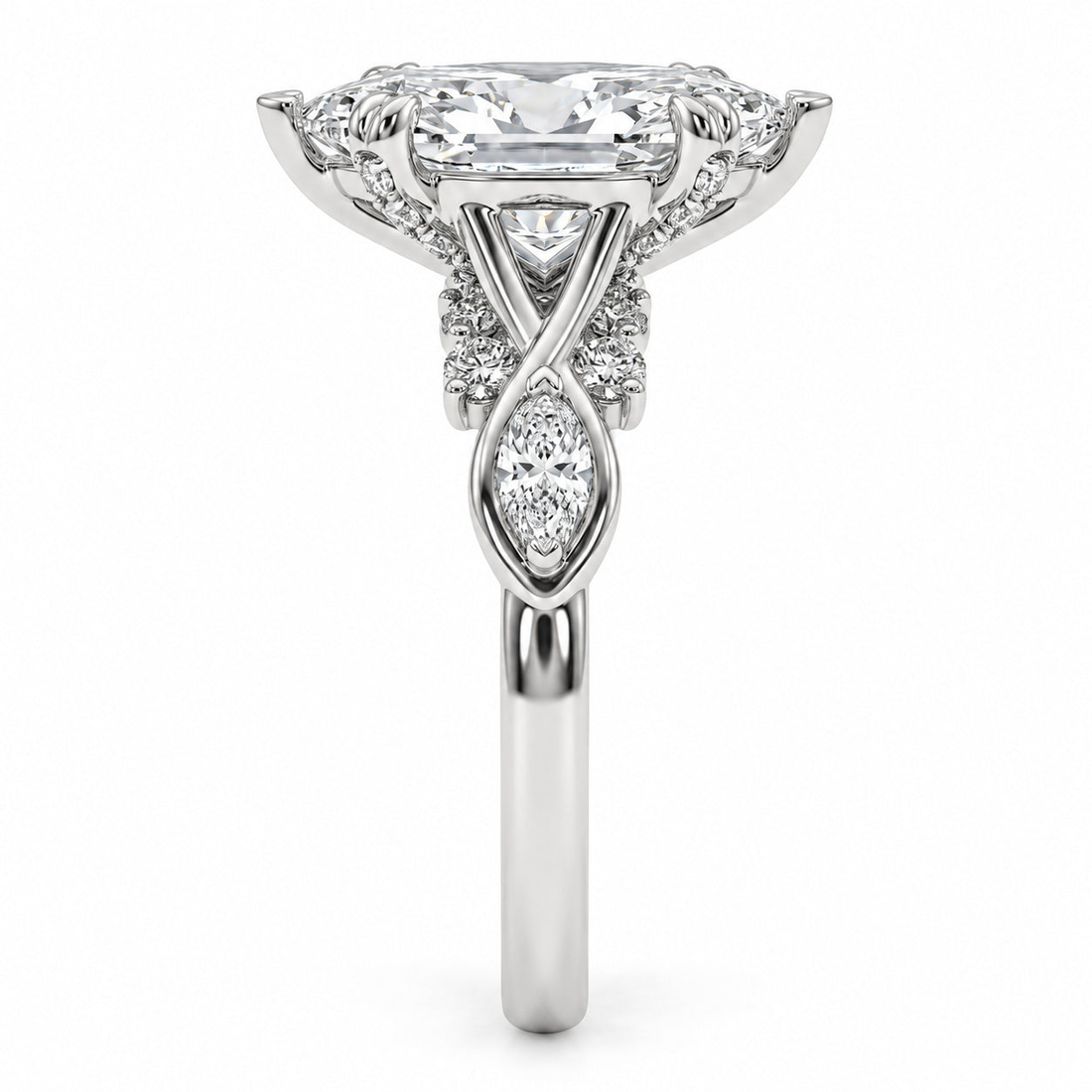 The Sovereign Crest marquise lab diamond engagement ring, view 13