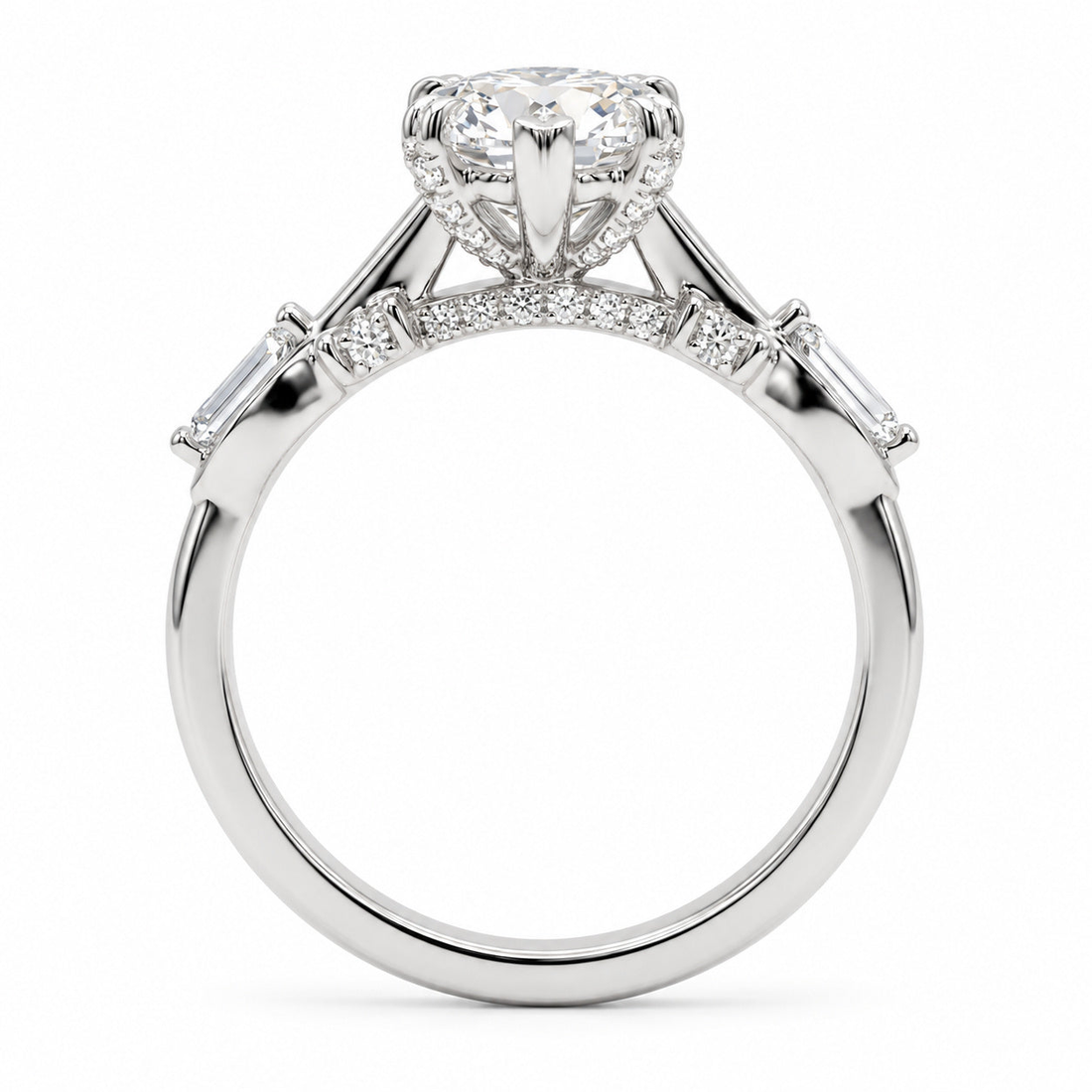 The Sovereign Crest marquise lab diamond engagement ring, view 4