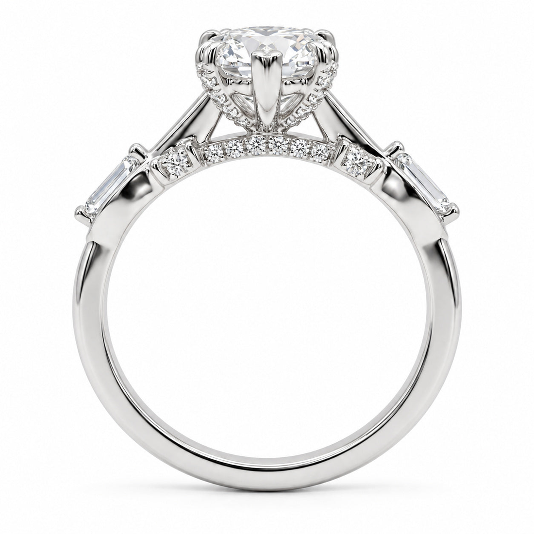 The Sovereign Crest marquise lab diamond engagement ring, view 14