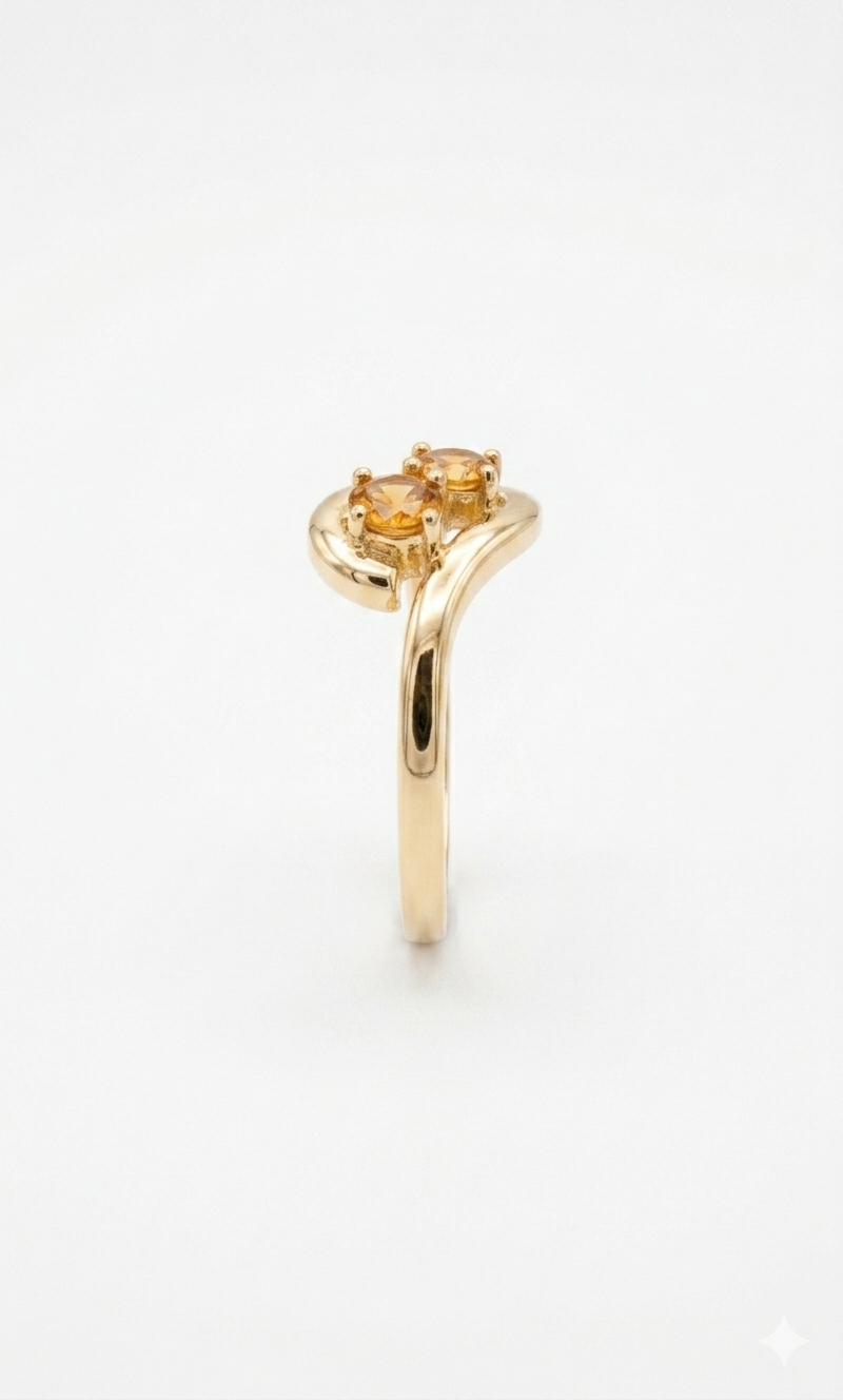 Stretch & Sword — Orange Sapphire Two-Stone Ring