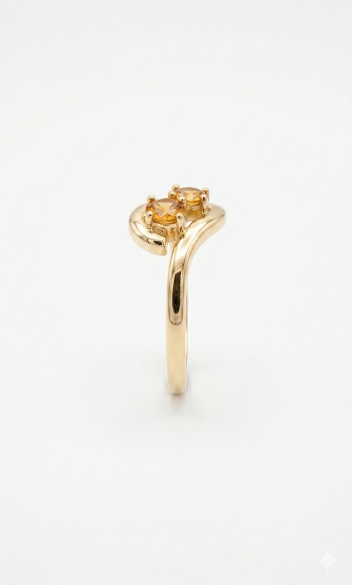 Stretch & Sword — Orange Sapphire Two-Stone Ring