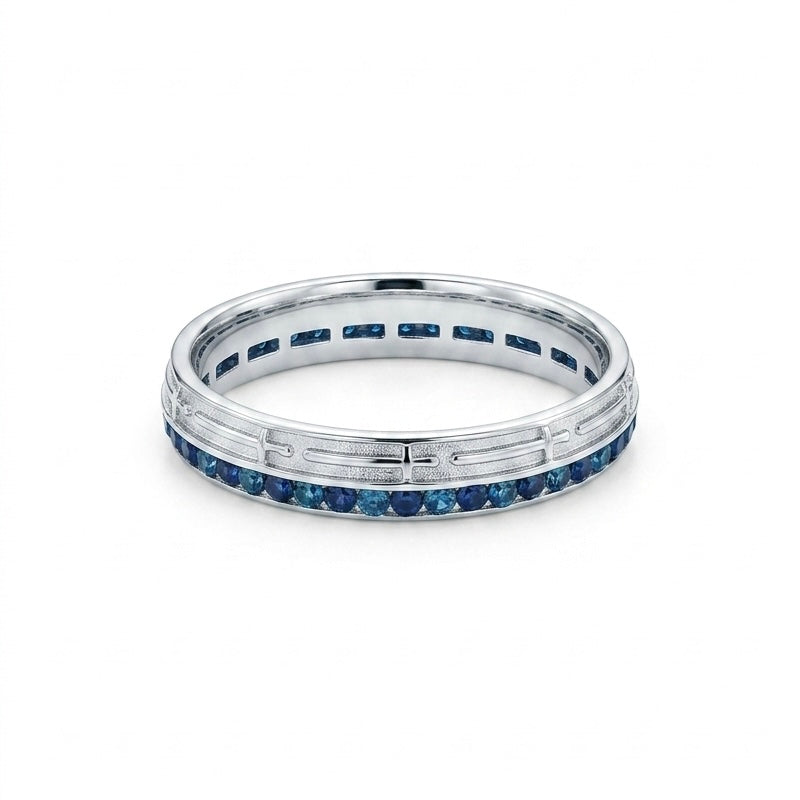 Stretch & Sword — Channel-Set Wedding Band, 4mm