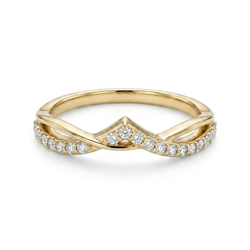 The Chevron Twist pavé diamond wedding band, 1.5mm, view 4