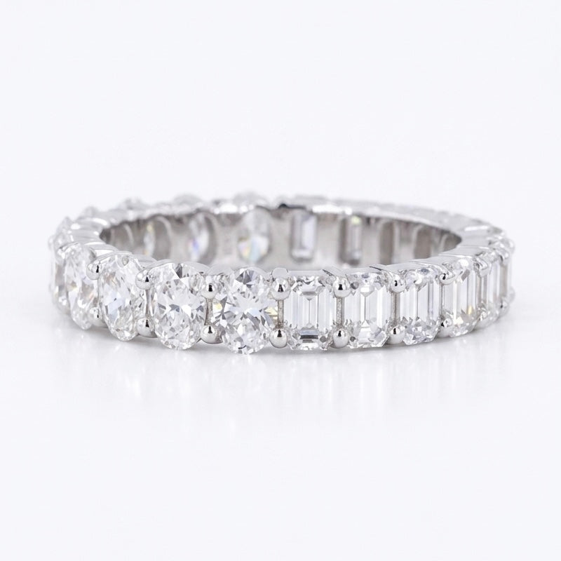 3.36ctw Half Oval & Half Emerald Diamond Eternity Band Ring (4mm)