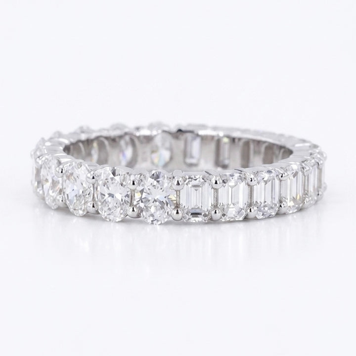 3.36ctw Half Oval & Half Emerald Diamond Eternity Band Ring (4mm)