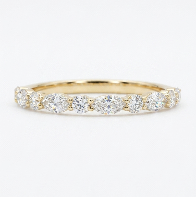 Round & Marquise Diamond Half-Eternity Band (0.535ctw)
