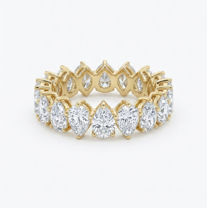4mm, 3.00ctw Pear Lab-Grown Diamond Interlocking Eternity Band in Yellow Gold