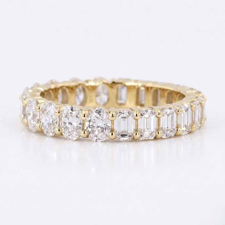 3.36ctw Half Oval & Half Emerald Diamond Eternity Band Ring (4mm)