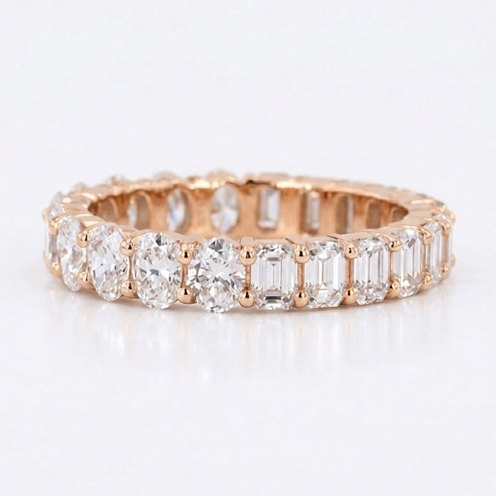 3.36ctw Half Oval & Half Emerald Diamond Eternity Band Ring (4mm)