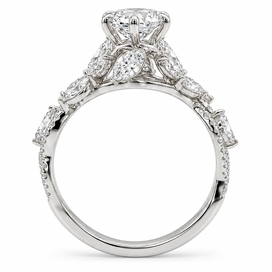 The Gardenia marquise lab diamond vine engagement ring, view 5