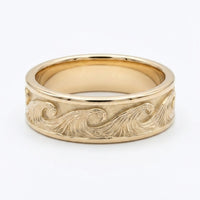 The Ocean Wave Vintage — 7mm Hand-Carved Solid Gold Wedding Band