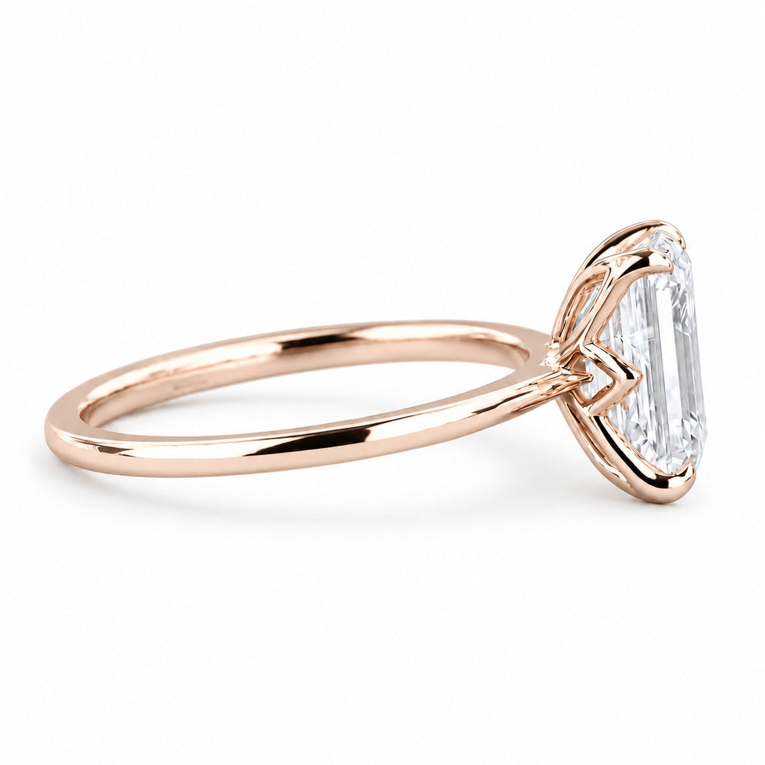 The Flora Four emerald-cut lab diamond solitaire ring, view 11