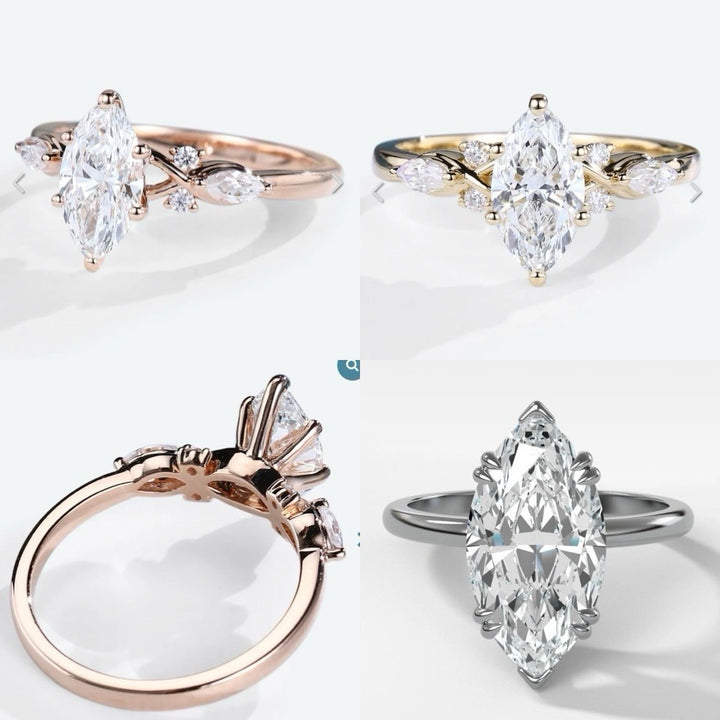 Custom 2.00ct E-VVS2 Lab Diamond Marquise Cathedral Ring (Platinum) — Deposit