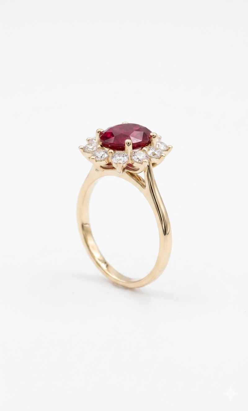 The Diana — Ruby Diamond Cluster Ring