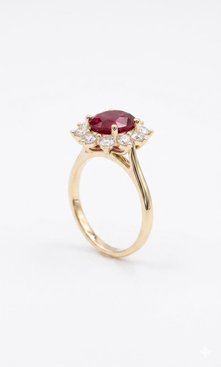 The Diana — Ruby Diamond Cluster Ring