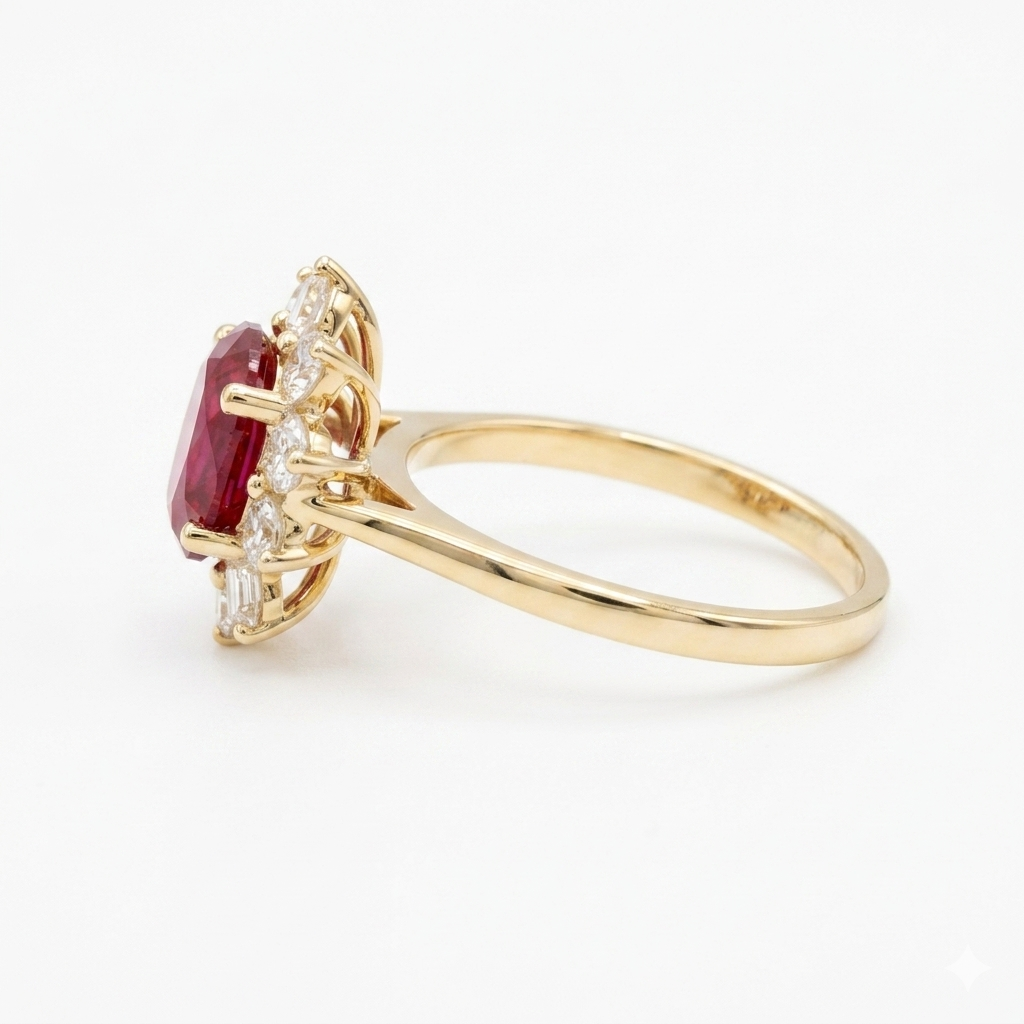 The Diana — Ruby Diamond Cluster Ring