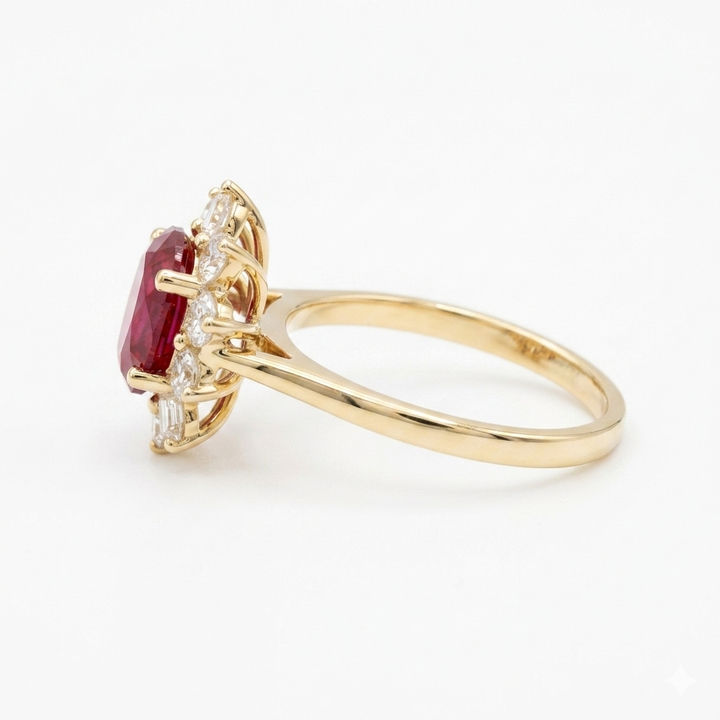 The Diana — Ruby Diamond Cluster Ring