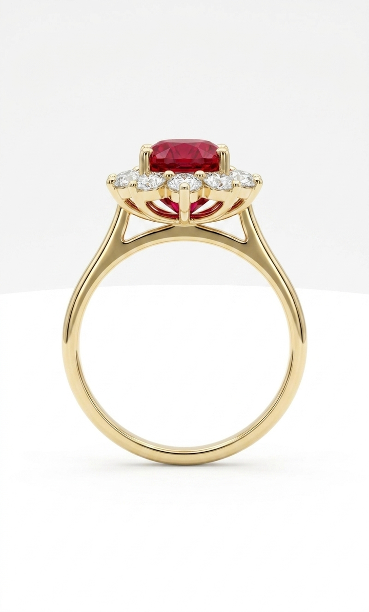 The Diana — Ruby Diamond Cluster Ring