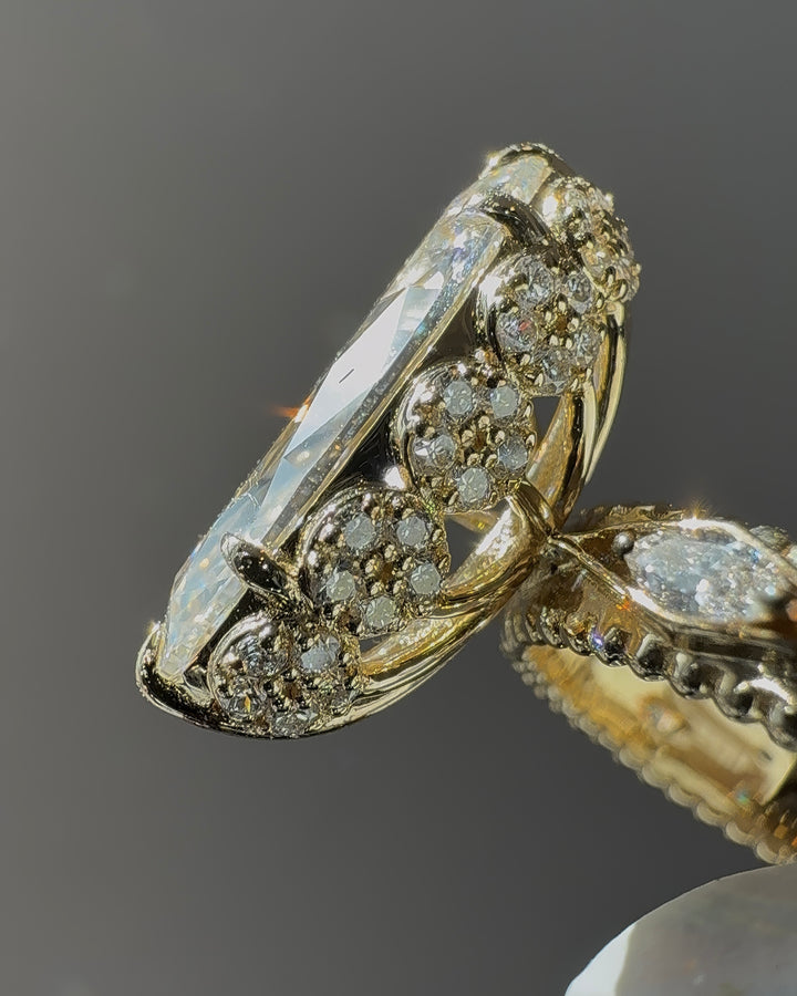 2.75ct Moval Diamond Ring with Vintage Milgrain, "The Juliette"