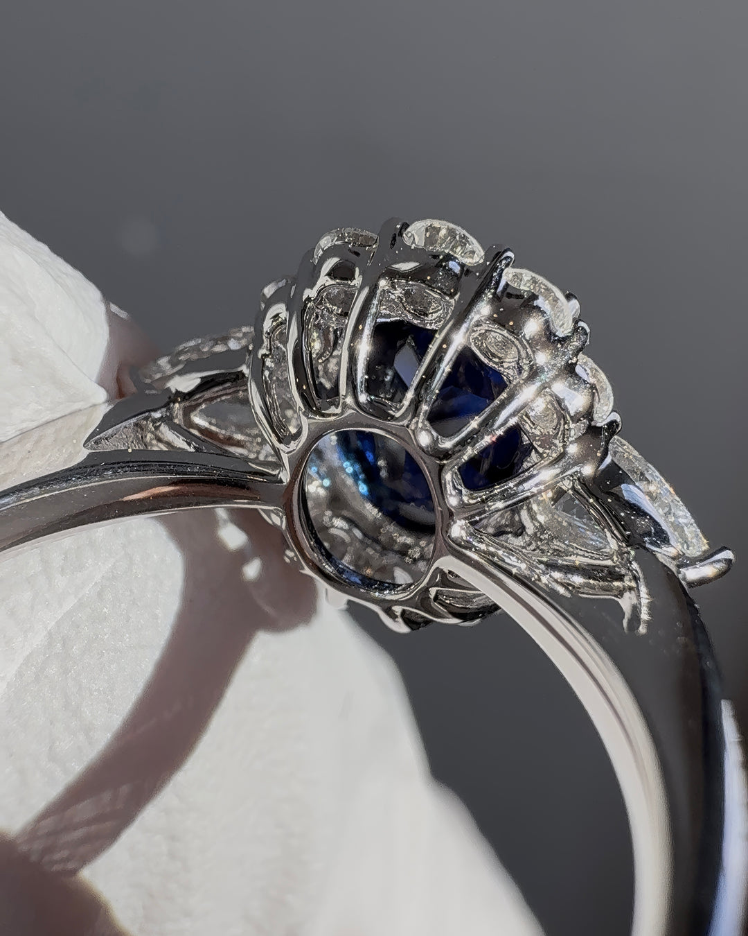 6x8mm, 1.75ct Oval Lab-Grown Blue Sapphire Ring, "The Modified Diana"